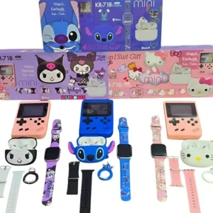 Combo Para Niños Mini KR-818 Smartwatch + Consola + Audífonos
